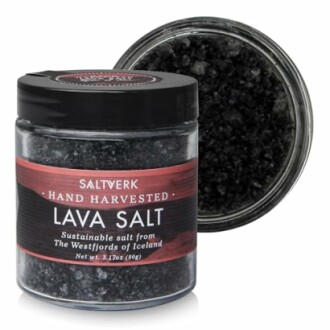 Jar of Saltverk hand-harvested lava salt